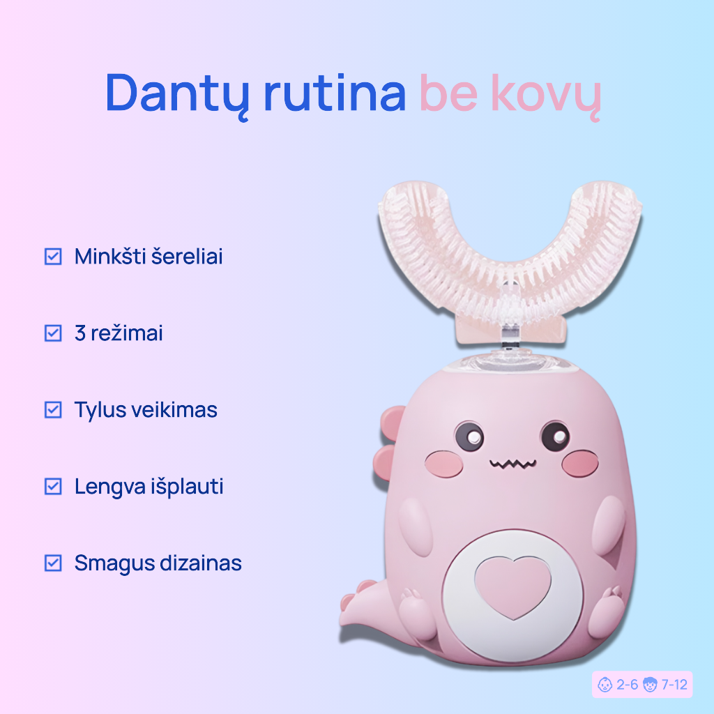 Brushie U360 elektrinis dantų šepetėlis vaikams