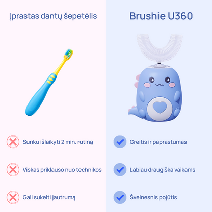 Brushie U360 elektrinis dantų šepetėlis vaikams